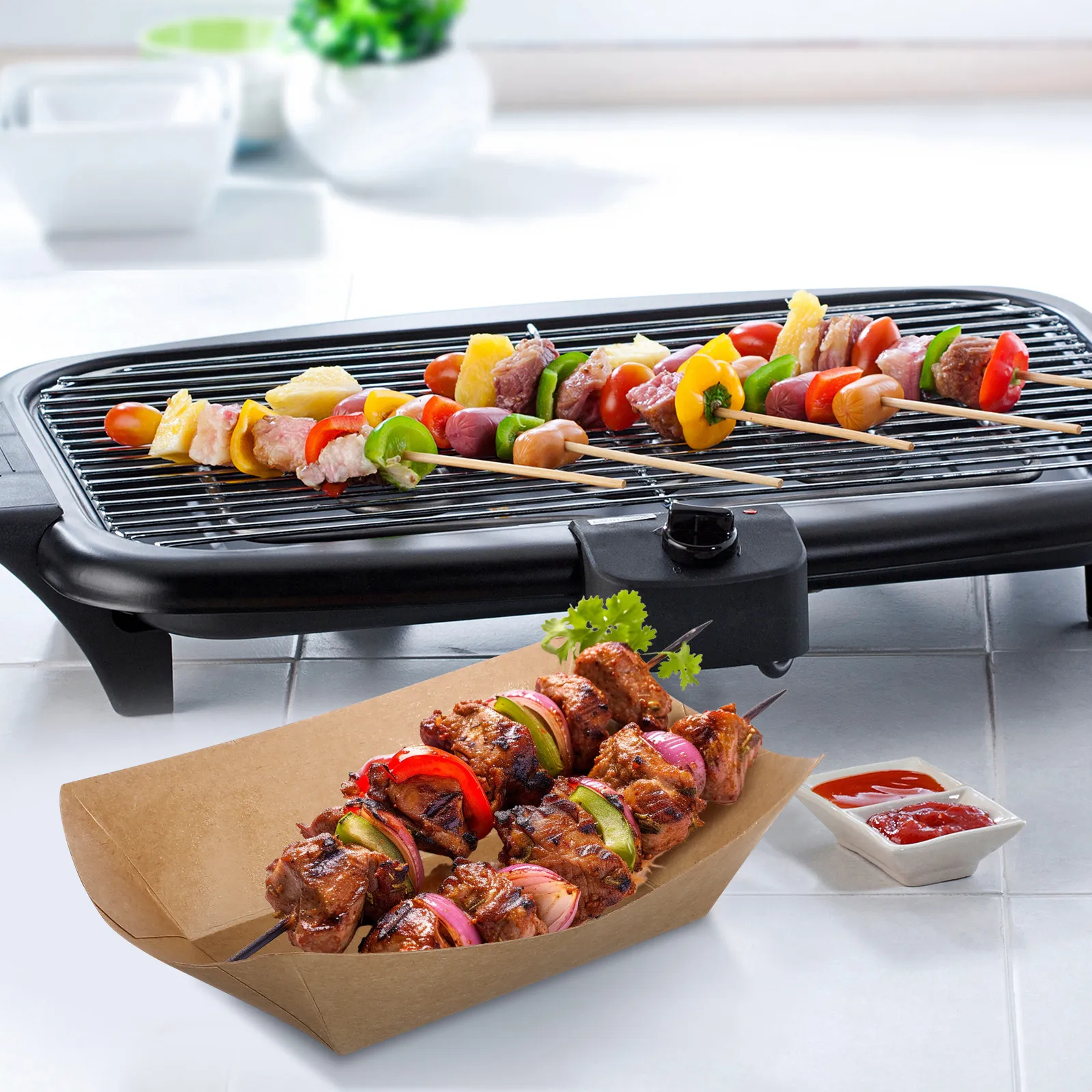 Food Snacks Party - 50Pcs Disposable Kraft Paper Food Boats