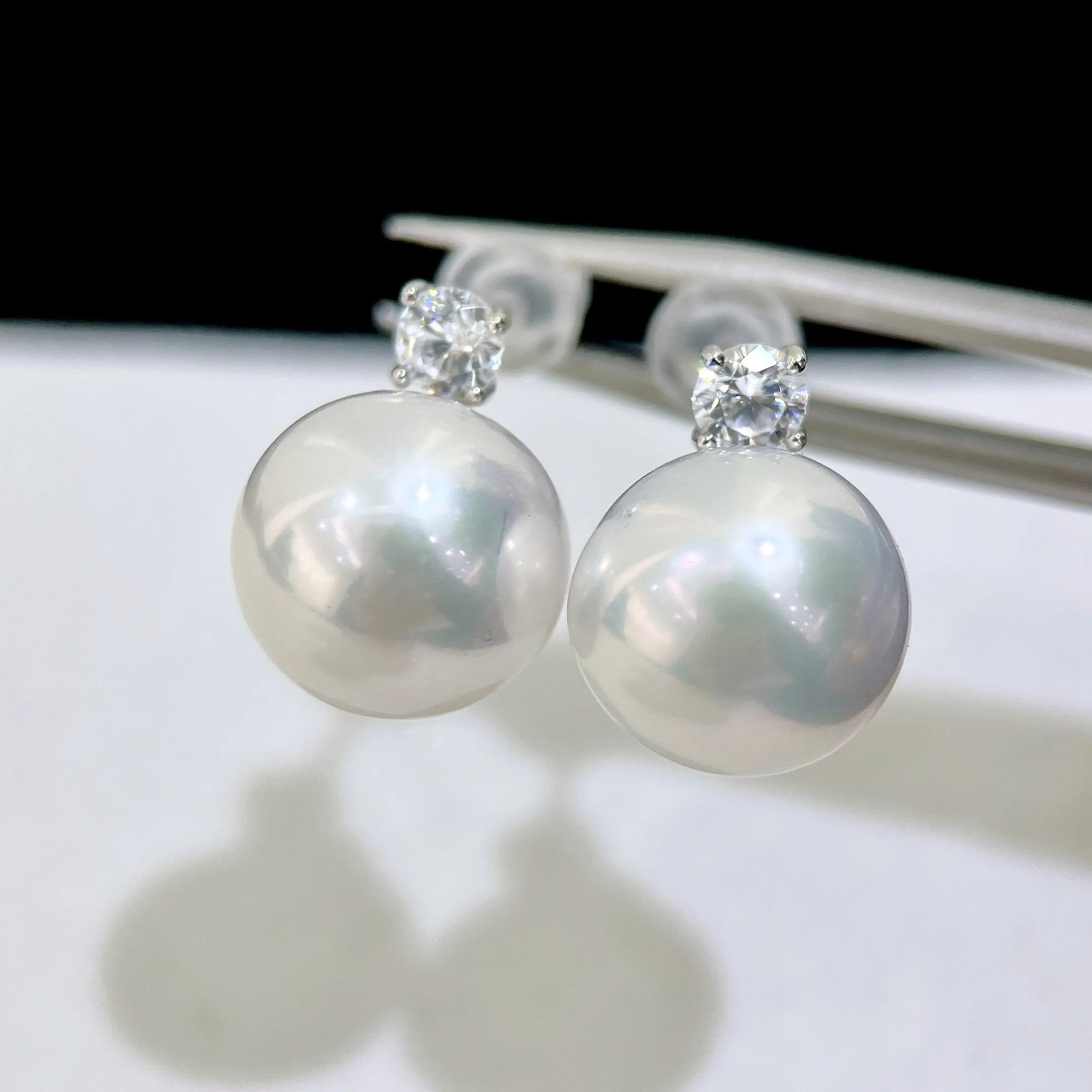 Large grained pearl AAAA 11-12mm/12-13mm natural South Sea white pearl earrings 925s