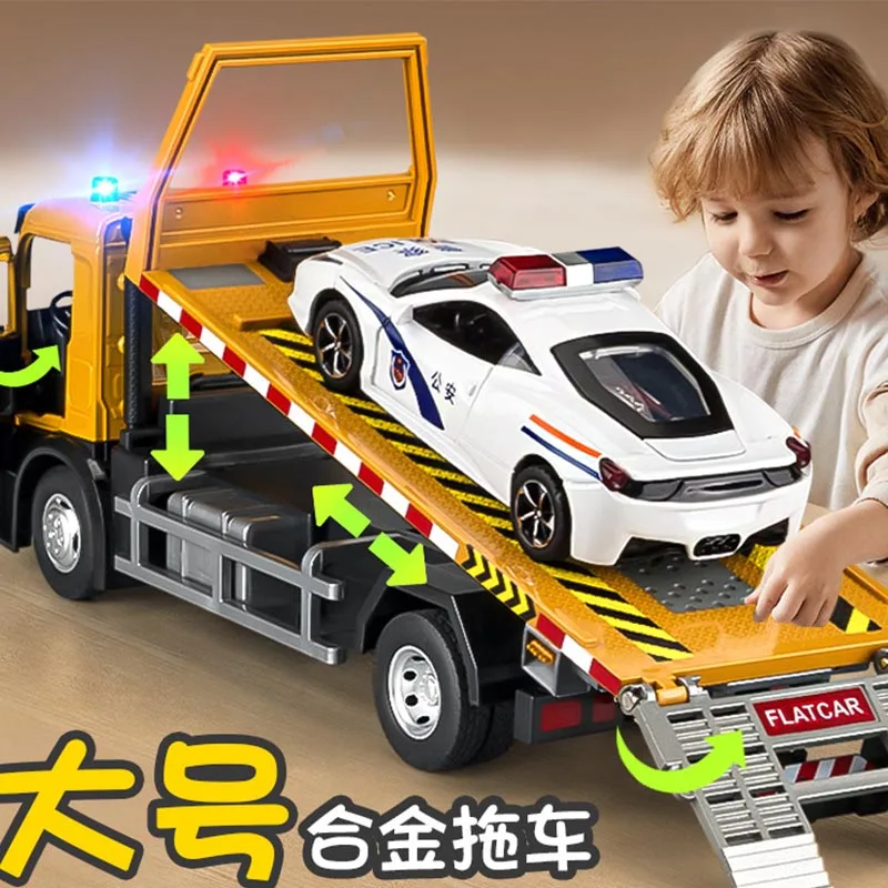 

Engineering Vehicle Car Alloy Front Diecast For Boy Simulation Trailer Toy With Light Vocalize Rescue Truck Children's Toy Gift