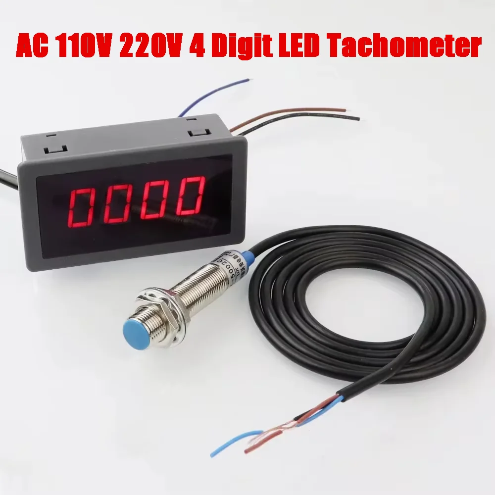 

AC 110V 220V 4 Bit Digital LED Tachometer with Hall Proximity Switch Sensor NPN Car Diagnostic Repair Tool