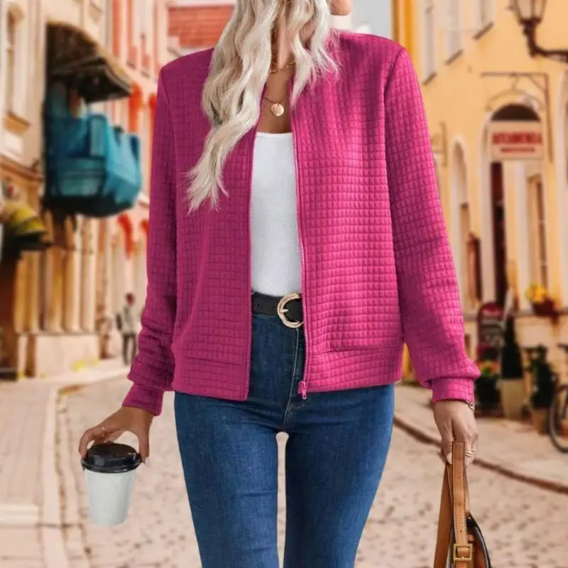 معطف نسائي 39BB خفيف الوزن بسحاب للخريف، لطيف ونحيف، ملابس خارجية شتوية #1