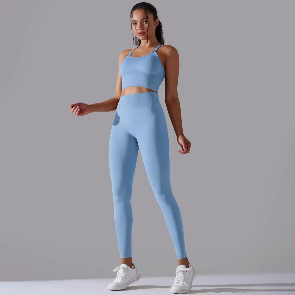 Gym Clothing Women's Sports Suit Pants Sets Solid Women Yoga Leggings Sportswear Workout Push Up Tights Sport Suit For Fitness