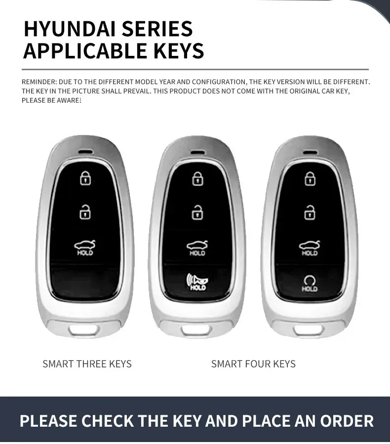 Aluminum alloy car key case is designed for the modern Santa Fe Tuson 2022NEXO NX4 Antos Solaris Prime20214-a luxury key case