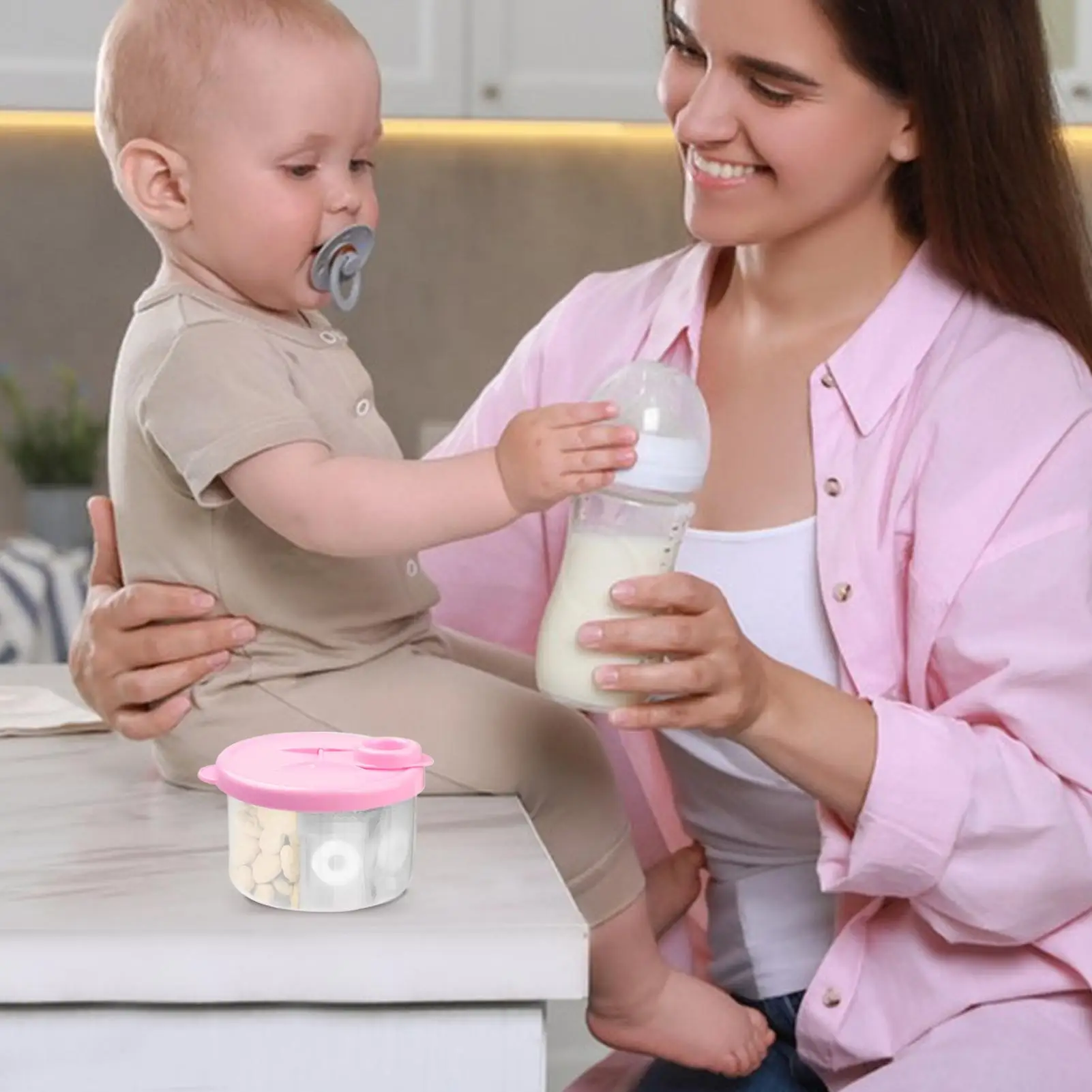 Portable Formula Dispenser Outdoor Milk Powder Box 300ml Travel Formula Box With 3 Compartment For Hospital Roadtrip Outdoor