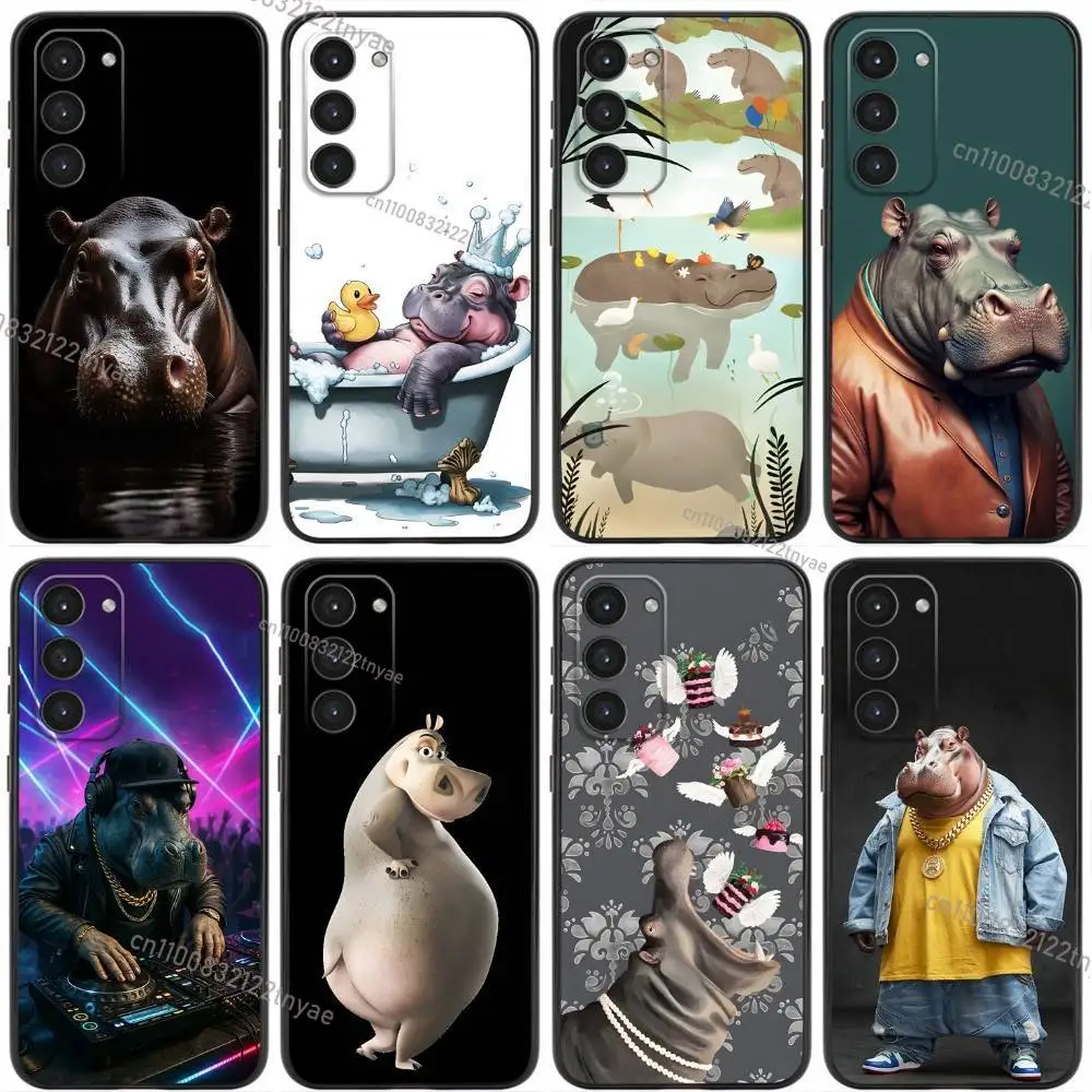 

Cute Hippo Hippopotamus Phone Case For Samsung Galaxy A20,21s,22,31,32,52,53,72,73,80,91 Soft Liquid Silicone Black Cover