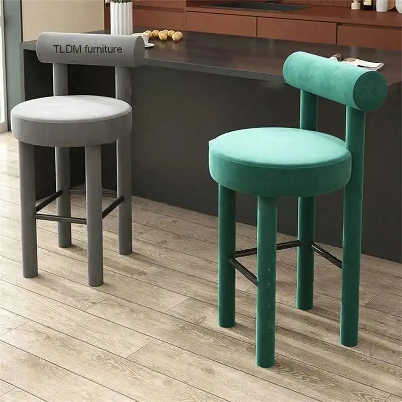 

Modern Minimalist Bar Chairs Bar Furniture Light Luxury Velvet Bar Stool Home Makeup Vanity High Stools Hight Table Bar Chair