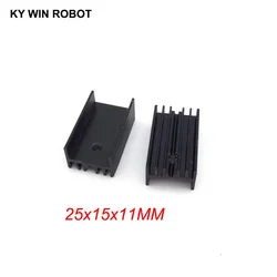 10 Uds. Disipador de calor de aluminio TO-220 a 220 disipador de calor Transistor radiador TO220 enfriador negro 25*15*11MM