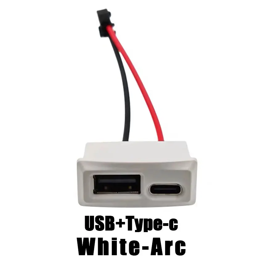 1PC Double layer white USB female base type-c socket a female USB lamp charging socket power socket 2P with cable connector