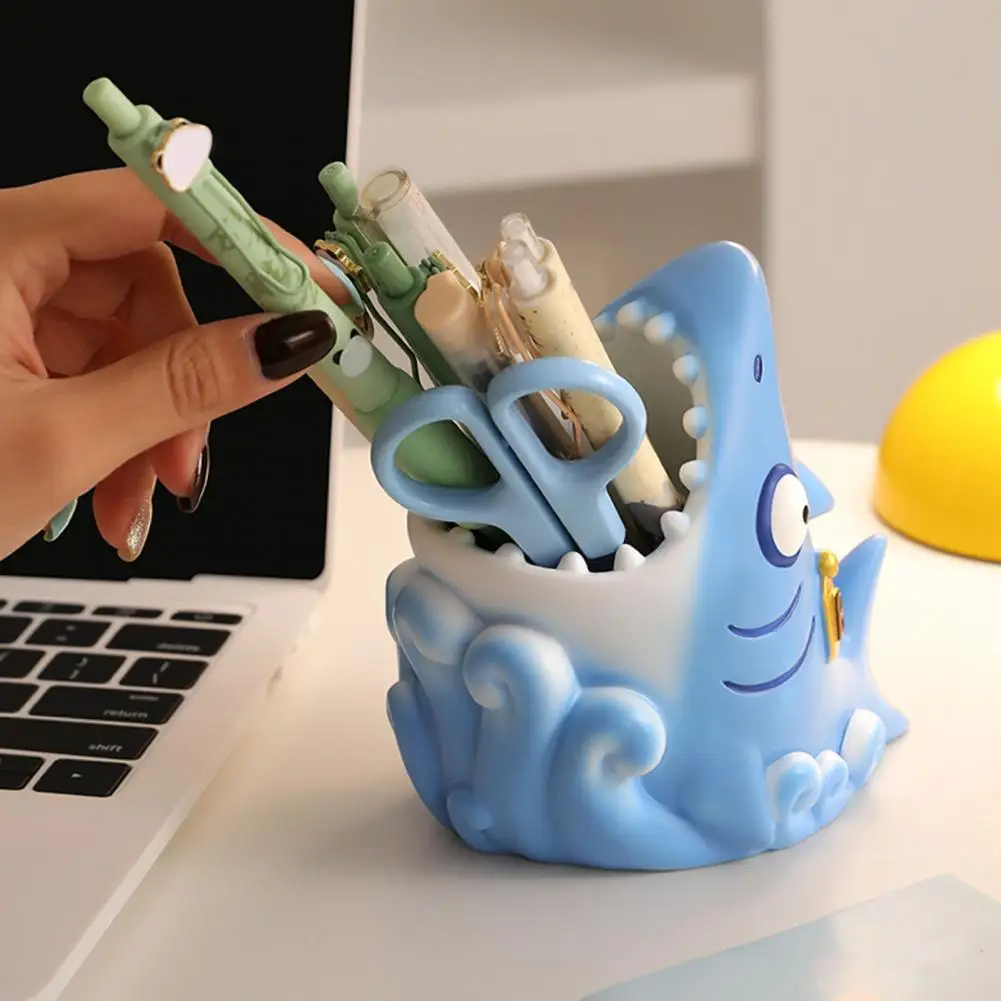 

Shark Shape Pen Holder Stationery Storage Box Makeup Brush Toothbrush Organizer Creative Shark Storage Organizer for Home Office