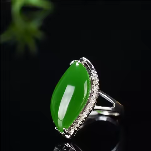 Natural Green Hetian Jade Lucky Ring Chinese Jadeite Amulet Fashion Charm Jewelry Hand Carved Crafts Gifts for Women Men