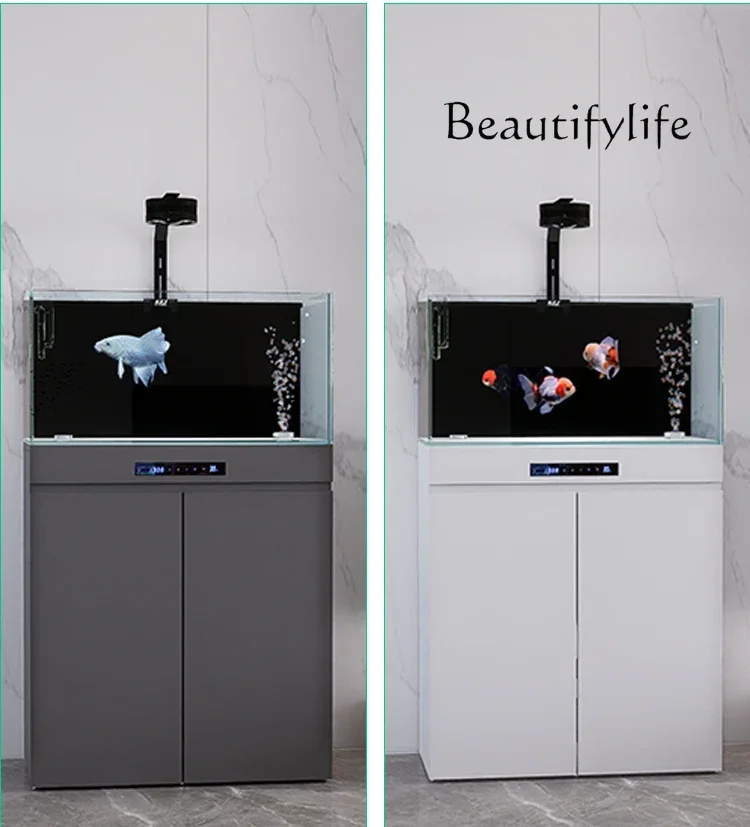 

filter ultra-white smart aquarium Goldfish tank living room small glass tank ecological bottom