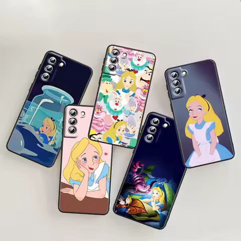 Alice In Wonderland For Samsung Galaxy S24 S23 S22 S21 S20 FE S10 S10E Plus Ultra Pro Lite 5G Black TPU Phone Case