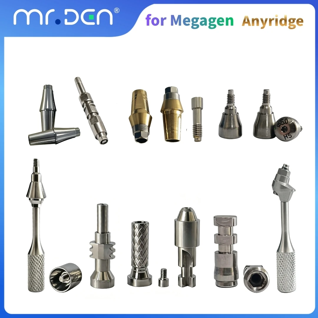 10 pcs Titanium Composite Abutment Accessories For MegaGen Anyridge Straight & Angled, Transfer Cap, Healing Cap Analog Base