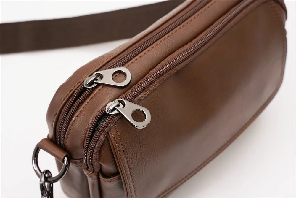 Vintage Flap Crossbody Bag Herren Umhängetaschen aus weichem PU-Leder Herrenmode Quadratische Umhängetasche Messenger Bag Flap Zipper Satchels – Detail 21