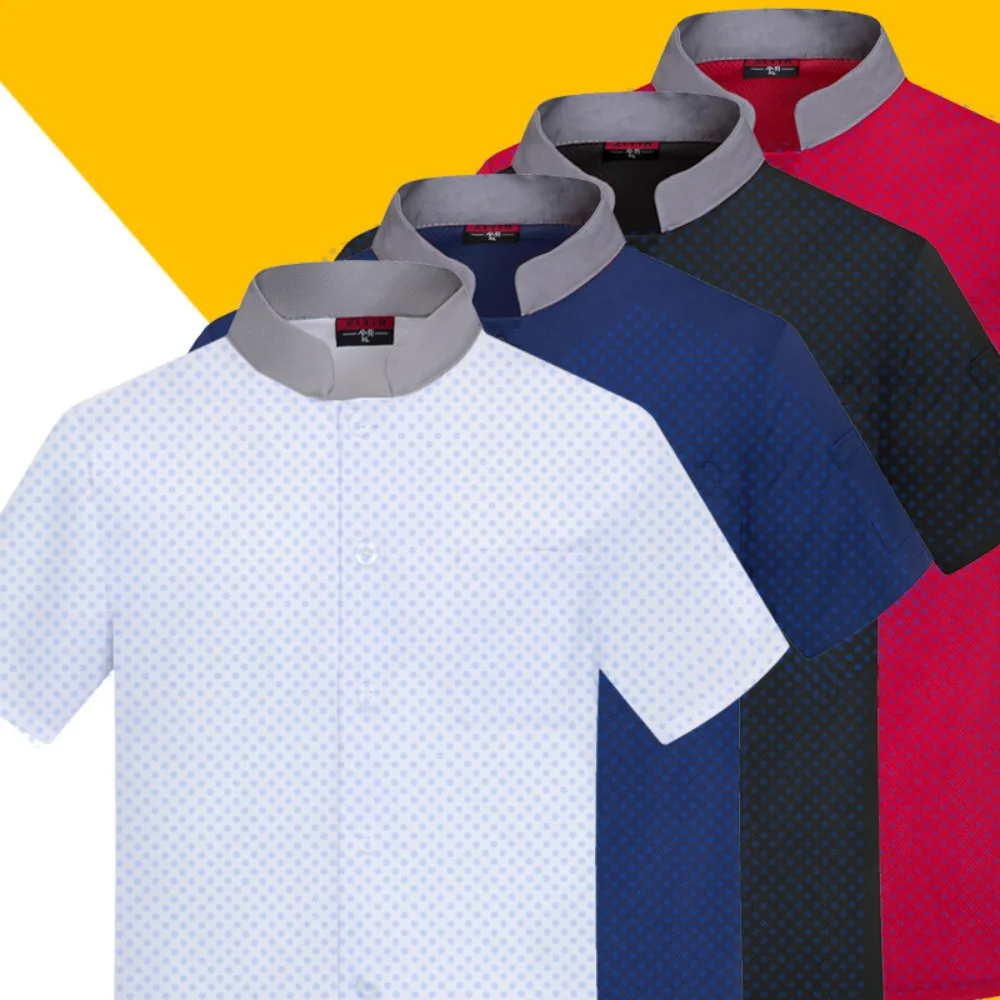 Ice Silk Chef-Arbeitskleidung für Männer und Frauen, kurzärmelige Restaurant-High-End-Hotel-atmungsaktive Kochkleidung für Arbeitskleidung