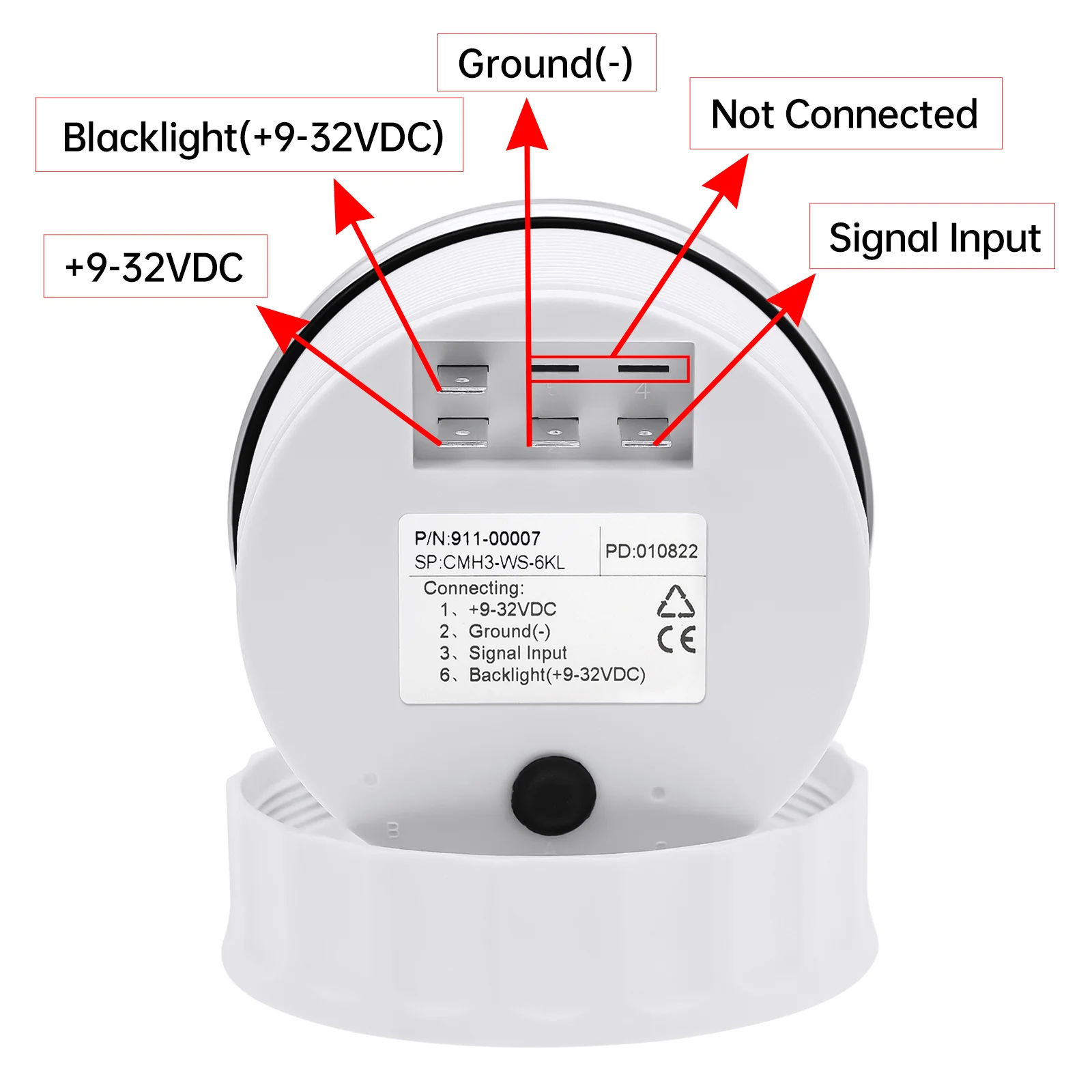 6K RPM Tachometer Gauge with Adapter for Gasoline Diesel Engines Tach Sensor REV Counter Hour Meter 85mm 12V 24V Red Backlight