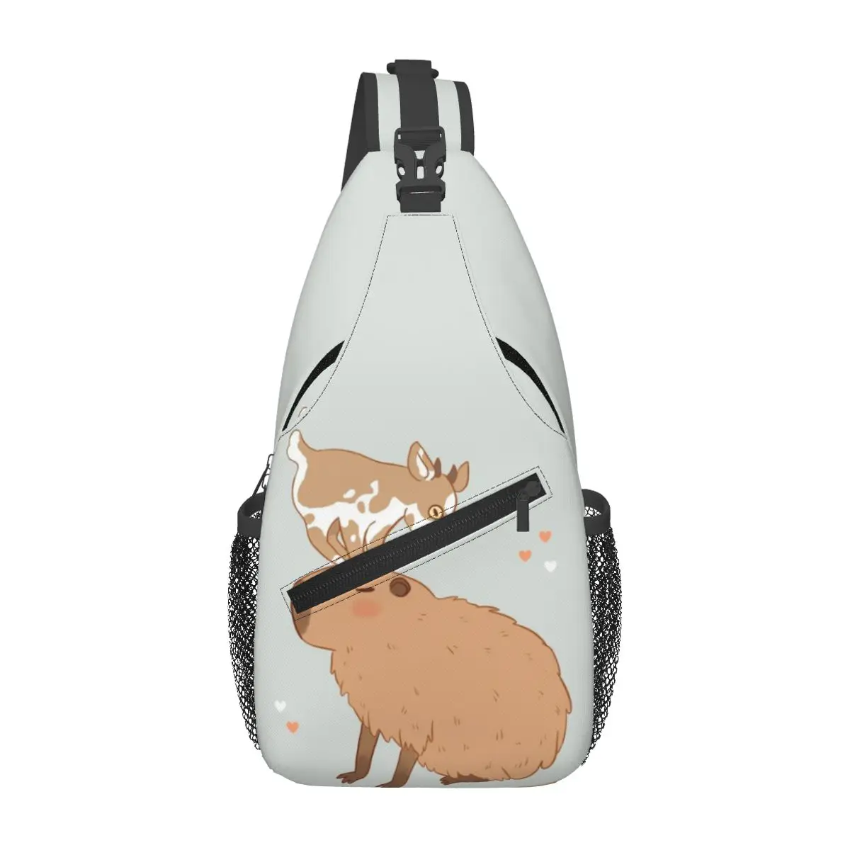 

Custom Capybara With A Baby Goat On Its Head Sling Crossbody Backpack Water Resistant For Traveling Daypack Shoulder Backpack