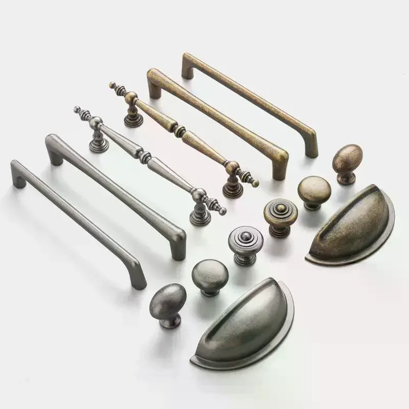 Antique Bronze Cabinet Pull Retro Wardrobe Door Handle Drawe Knob Aluminum Storage Pull Kitchen Furniture Hardware