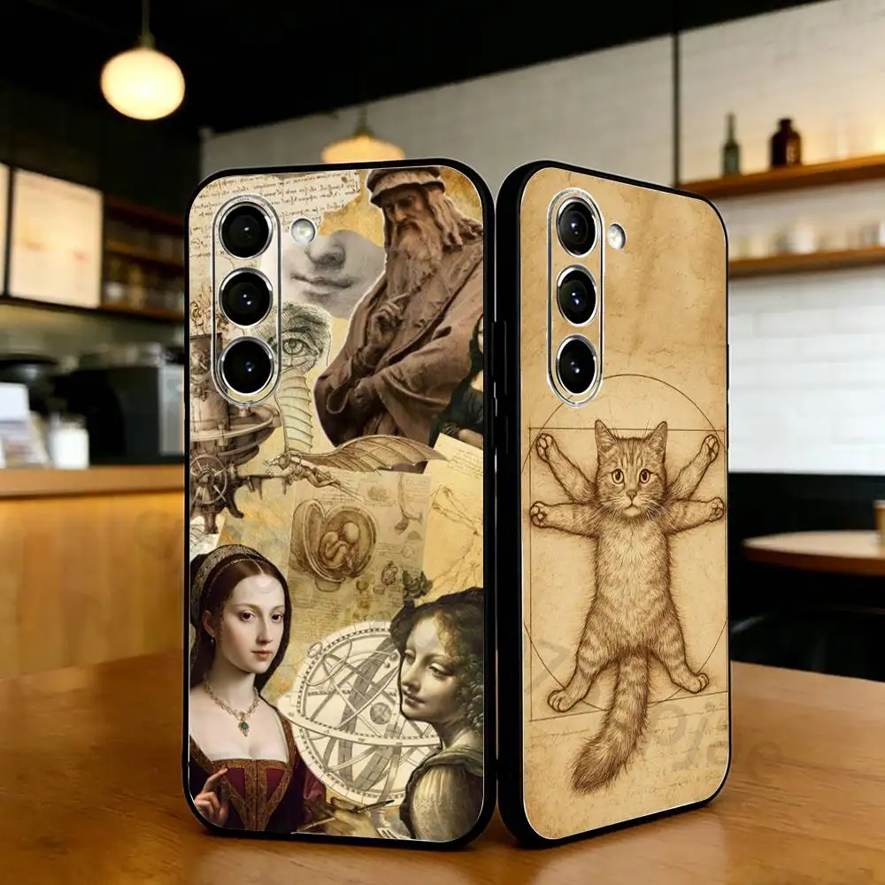 

L-Leonardo da Art Vinci Phone Case For Samsung S20,21,22,23,24,25,26 plus,ultra Lite Black Silicone Cover