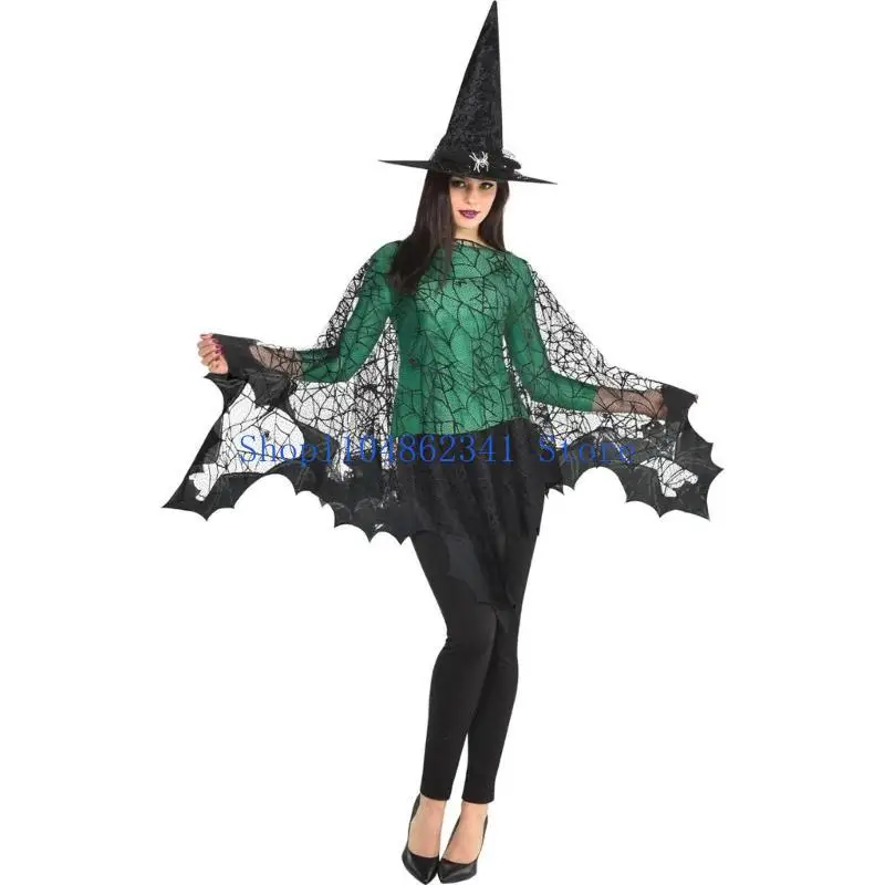 5asd レディ ハロウィン パーティー ショール エレガント ポンチョ ダーク ショール スパイダー パーティー用