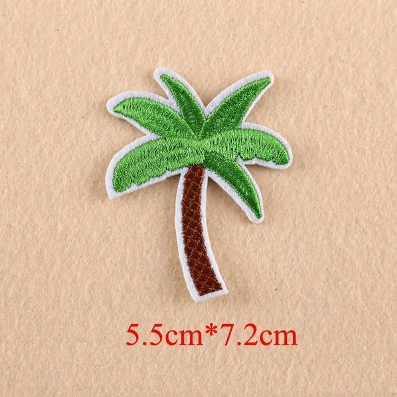 5Pcs Green Applique for Clothing DIY Accessories Coconut Palm Tree Embroidered Iron on Patch Sewing Applique Sewing Applique