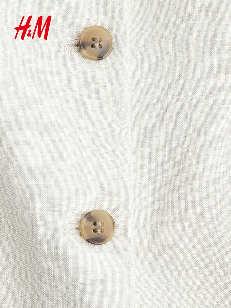 

H&M Faionable Linen Blend Vest 2025 New Women's Wear Mixed Fiber Regular Length Summer Seasonal Clothing Item