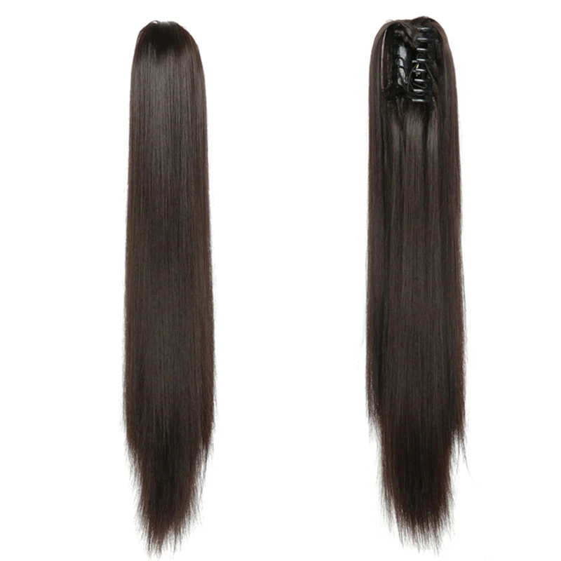 22inch Ponytail Wigs Female Straight Synthetic Hair Wig Extensions Long Curly Hair Claw Ponytail Clip Type Hairpiece