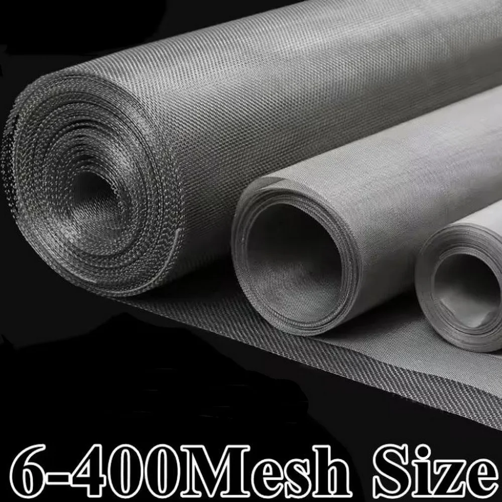 6-400 Mesh 304 Stainless Steel Mesh Filter Net Metal Front Repair Fix Filtration Woven Wire Screen Sheet Screening 100x150cm