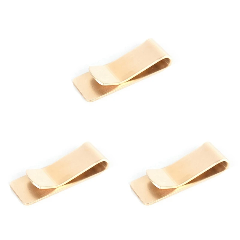 

3X Fashion Brass Money Clip Simple Dollar Cash ID Card Clamp