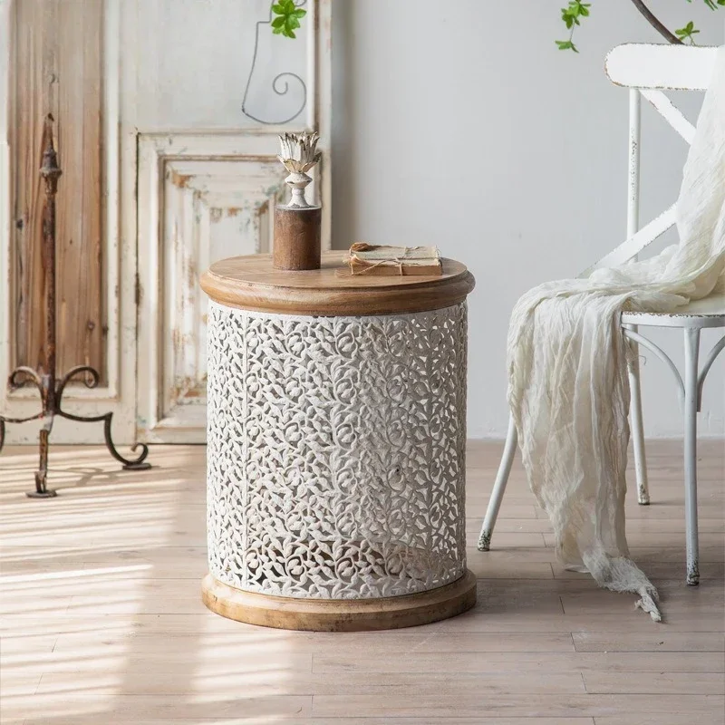 Американский сельский полый резной небольшой журнальный столик, гостиная, диван, уголок для прихожей в семье, спальня в стиле ретро, прикроватная тумбочка