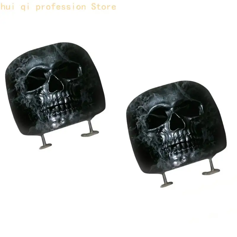 Kopfstützenbezug-Paar mit Totenkopf-Aufdruck, Auto-Kopfstützenbezüge für Vorderkabinen-Styling H8WE – Detail 7