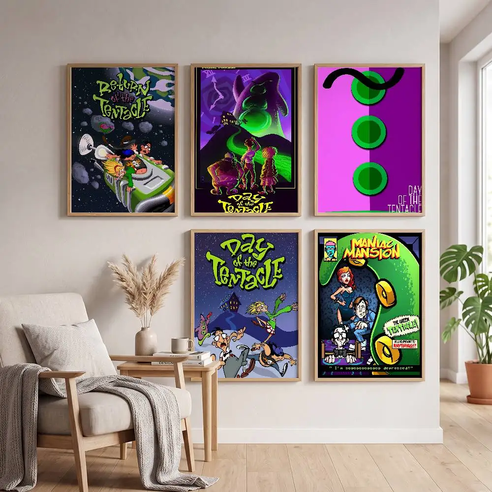 Day Of The Tentacle Classic Vintage Poster Self-adhesive Art Waterproof Paper Sticker Coffee House Bar Room Wall Decor
