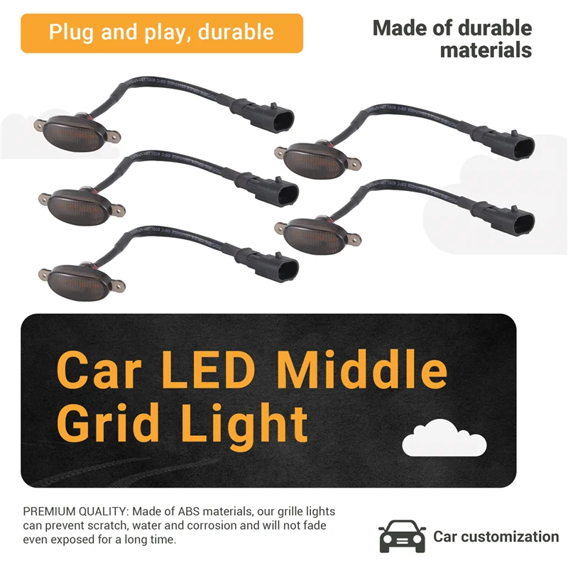 A51K-5PCS أضواء الشواية الأمامية للسيارة مناسبة لدودج دورانجو 2011-2021 رابتور مصبغة LED عدسة سوداء