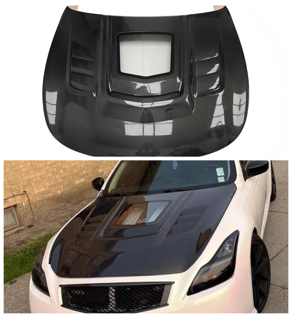 For Infiniti G37 Skyline V36  Carbon Fiber Hood with Glass Window 2Door Coupe 4Door Sedan 2008-2013 G25 Q60