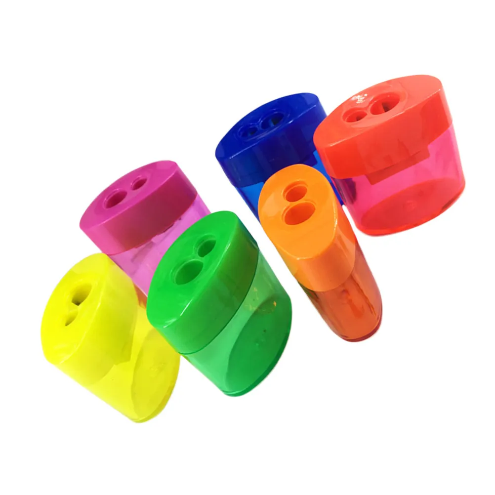 12Pcs Pencil Sharpener Two Hole Sharpener Creative Colorful Stationery School Supplies Kids Classroom Prizes Random Colors