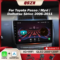 QSZN For Toyota Passo Daihatsu Boon Sirion Subaru Justy Perodua Myvi Car Radio Multimedia Video Player GPS 4G Carplay Android 12