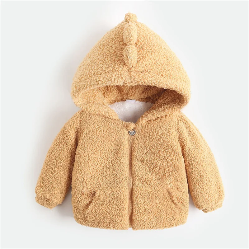 2024 Boys Padded Thickened Outerwear Girls Winter Warm Hooded Solid Color Coat Autumn Children New Casual Cotton Clothes 12M-5Y