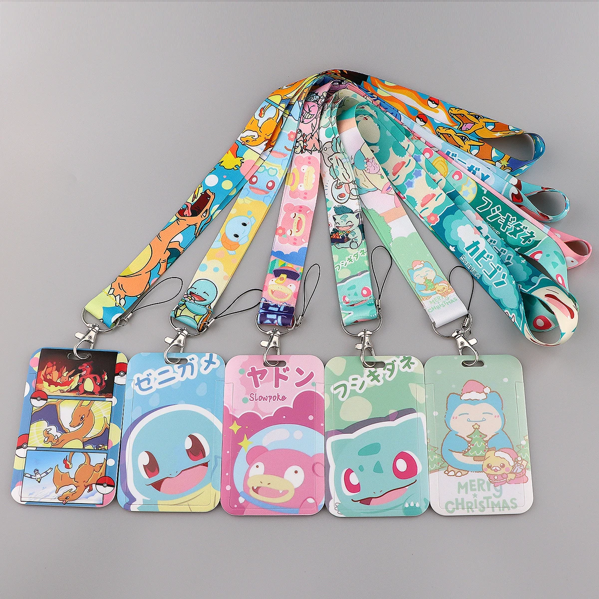 Cartoon Keychain Squirtle Neck Strap Bulbasaur Phone Chain Lanyard Keyrings For ID Card Badge Holder Anime Key Strap Accessories