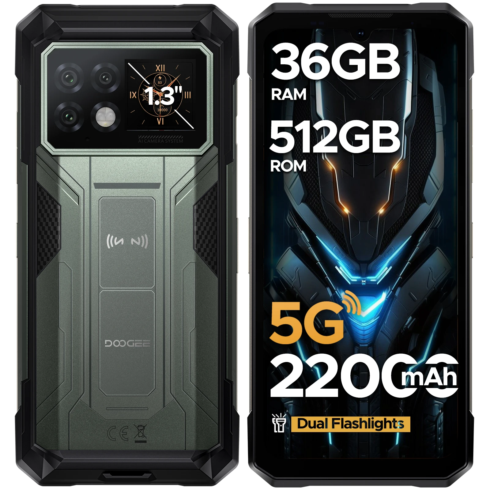 DOOGEE S200 Max 5G هاتف متين 1.32 بوصة شاشة خلفية مزدوجة ضوء مصباح يدوي 22000 مللي أمبير بطارية 66 وات 6.72 بوصة 120 هرتز 16 جيجابايت 512 جيجابايت هاتف ذكي