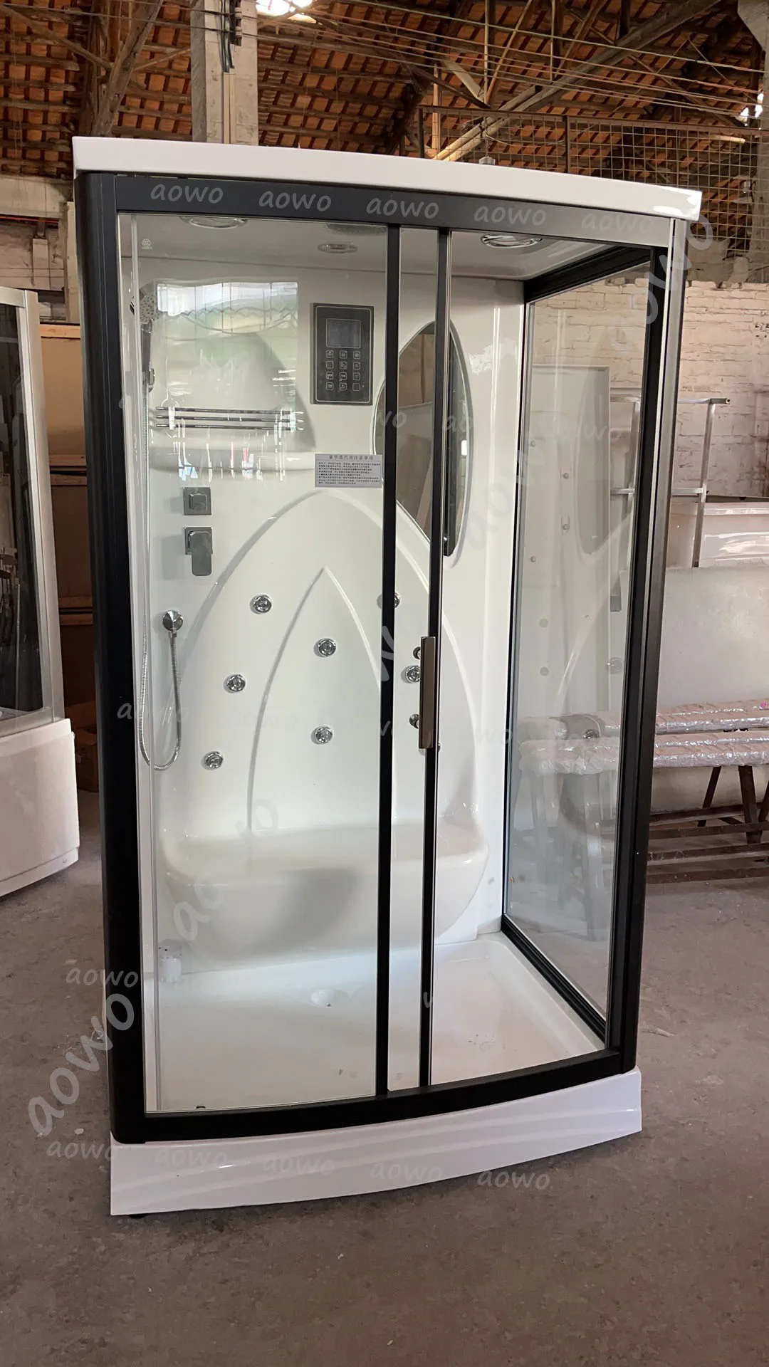 Aowo única cabine de chuveiro a vapor foshan fábrica chuveiro vidro decoração do banheiro 6kw vapor molhado sauna spa aquecedor tamanho da cabine personalizado