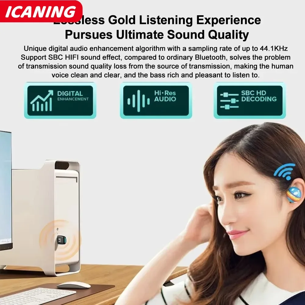 Adattatore Bluetooth USB Bluetooth 5.4 Dongle Adaptador per PC Mouse wireless Keyborad Laptop Ricevitore audio musicale Trasmettitore USB