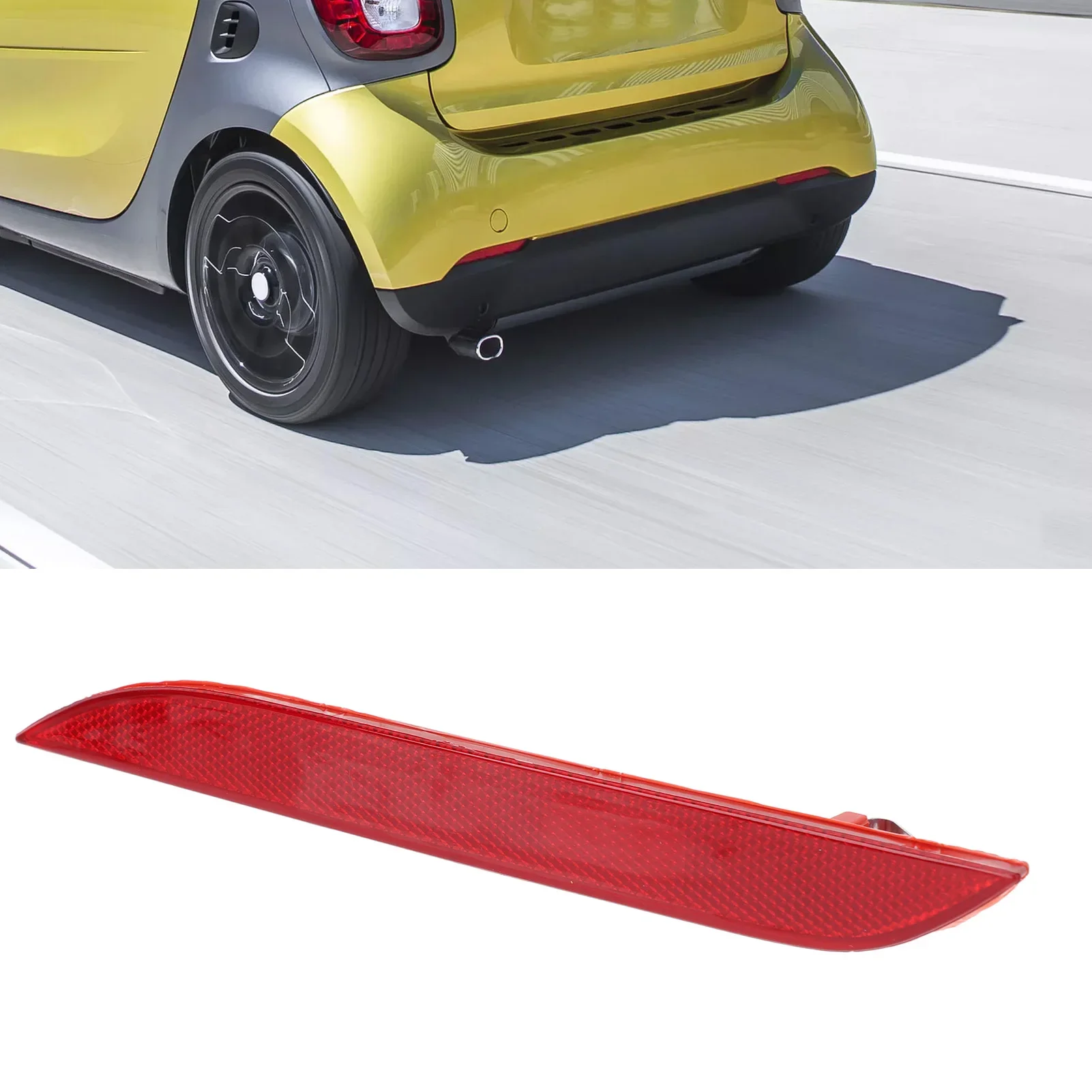 1Pc L/R Car Rear Bumper Reflector Increase Visibility Side Bumper Reflector Red Lens Replacement for Smart Fortwo EQ Fortwo