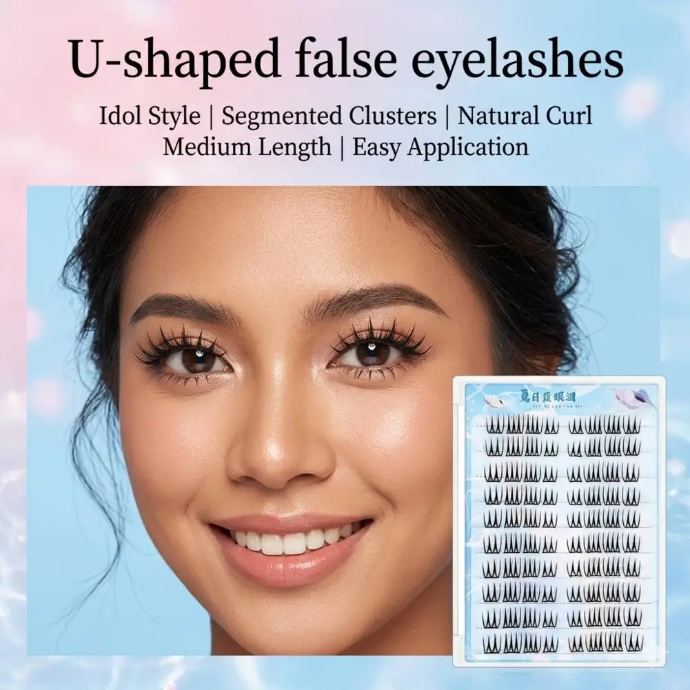 Korean Girl Group Inspired U-Shaped False Eyelashes Thin Film Natural Looking Bare Makeup Effect for Women G8N6