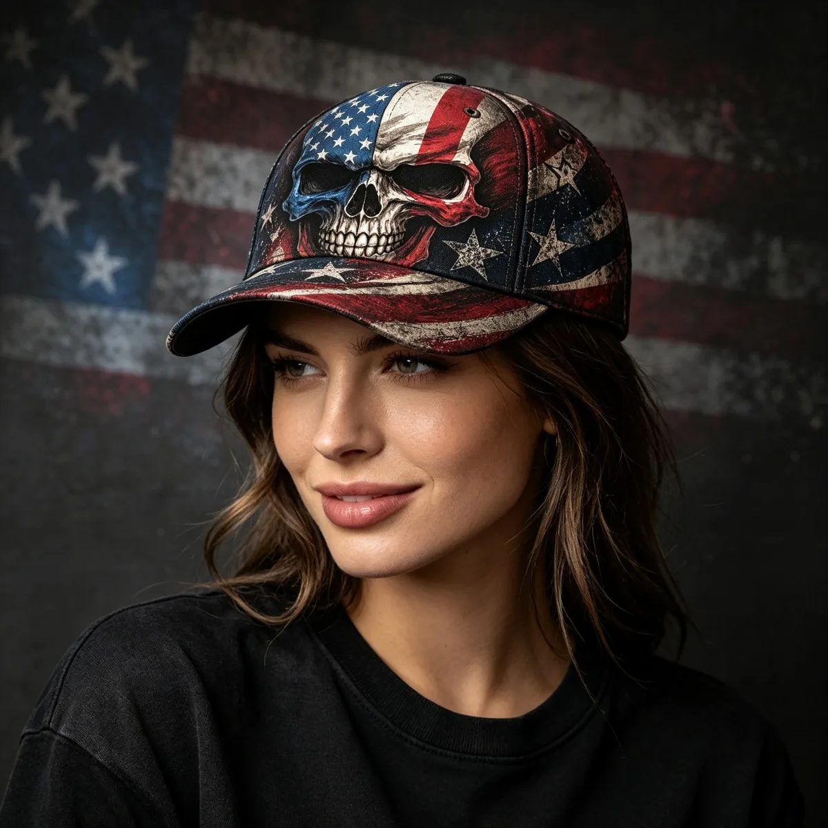 Custom Gothic Floral Skull Baseball Cap With Curved Brim - Machine Washable Streetwear Hat Suitable For Outdoor Travel, Spring S