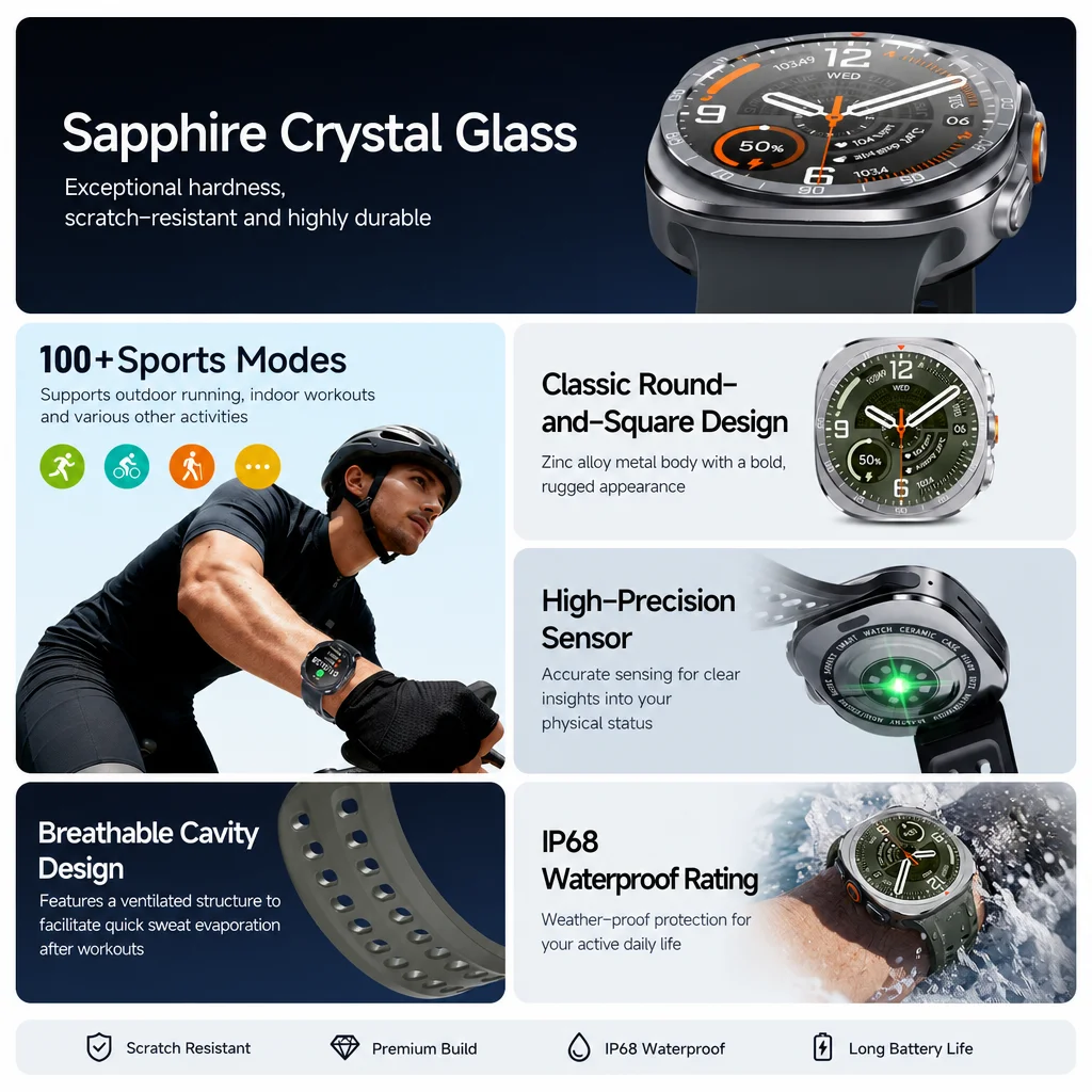 สมาร์ทวอทช์หน้าจอแซฟไฟร์สำหรับ - Smartwatch Watches Gift For Women บทวิจารณ์และราคา