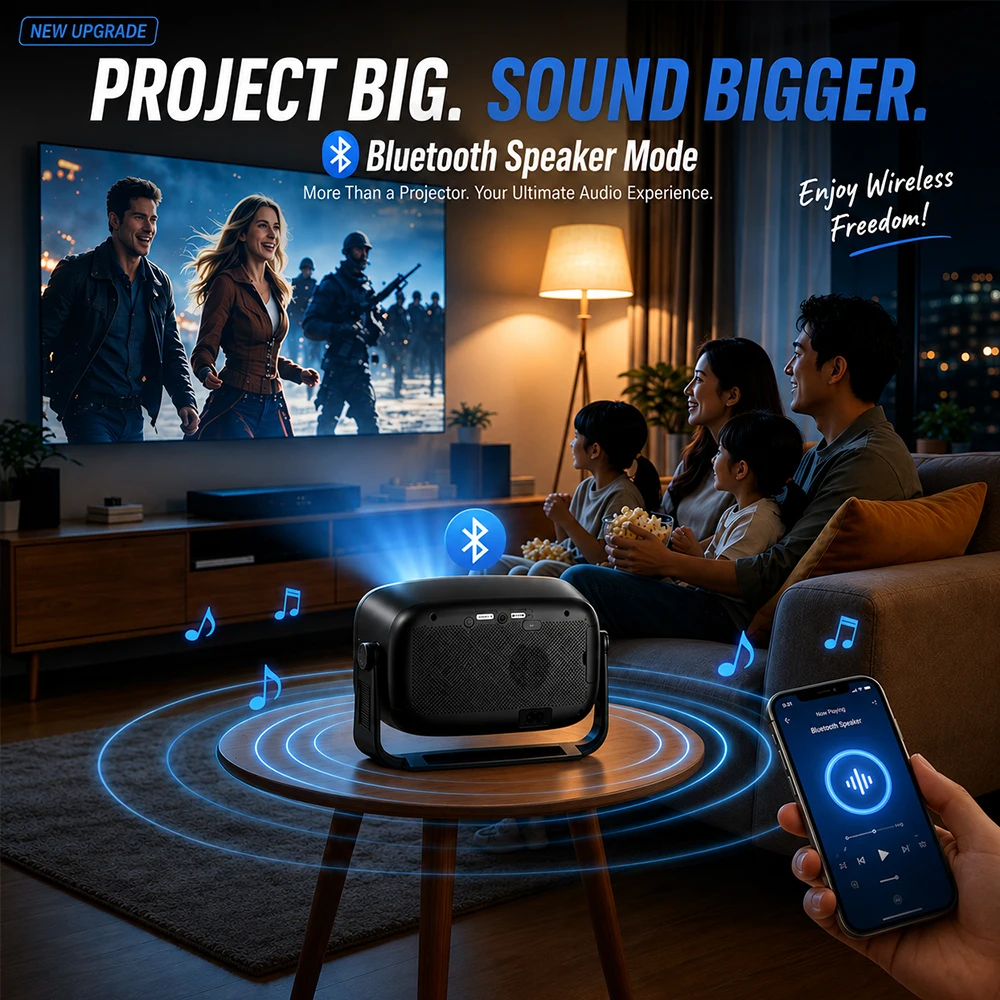 AOC Smart Projector 4K high-definition 1000 ANSI Lumens Native 1080P Android 12 Home Theater Video Bluetooth SPeaker Proyector