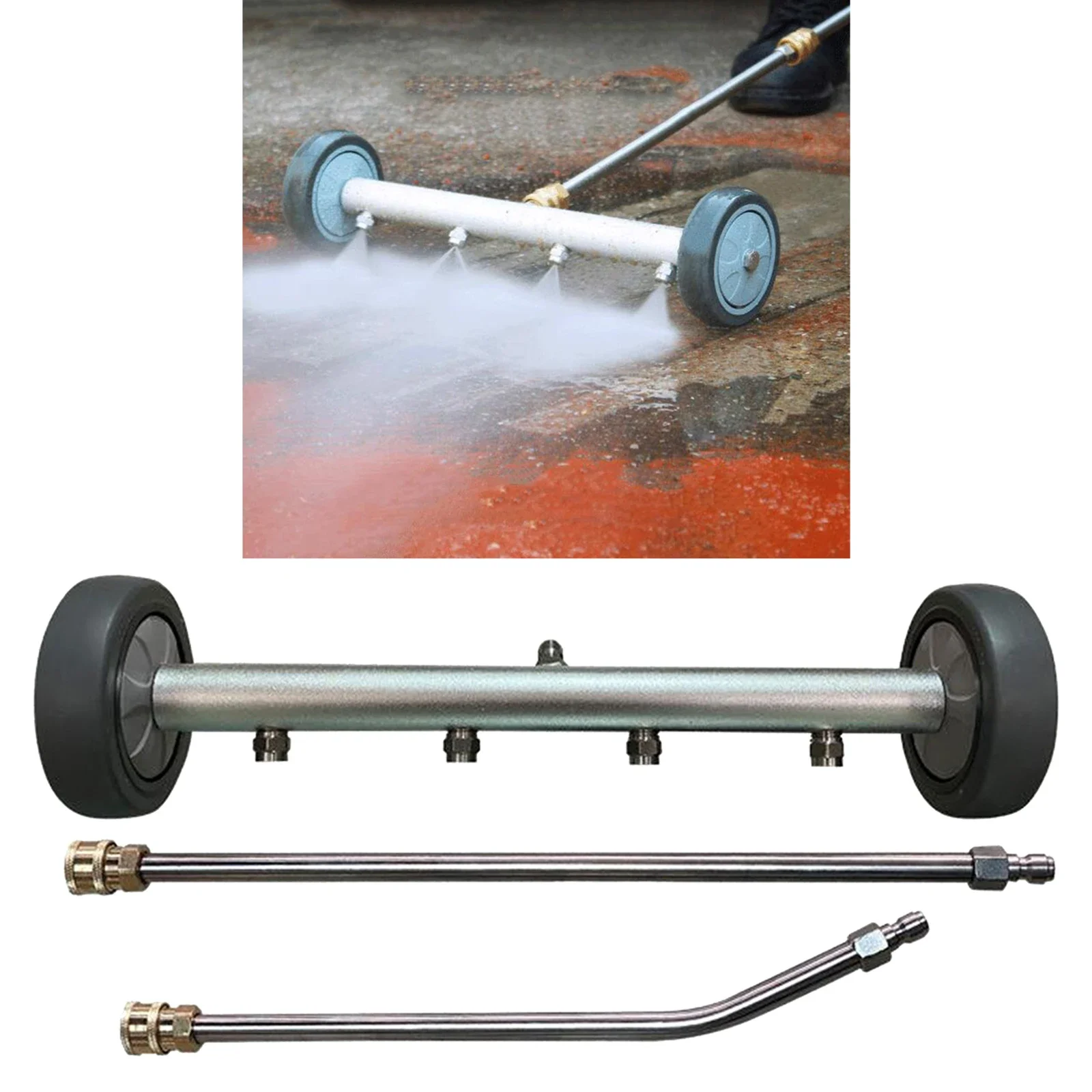 5000PSI 15inch Pressure Washer Undercarriage Cleaner Water Broom Car Chassis Wash 4 Spraye Nozzle