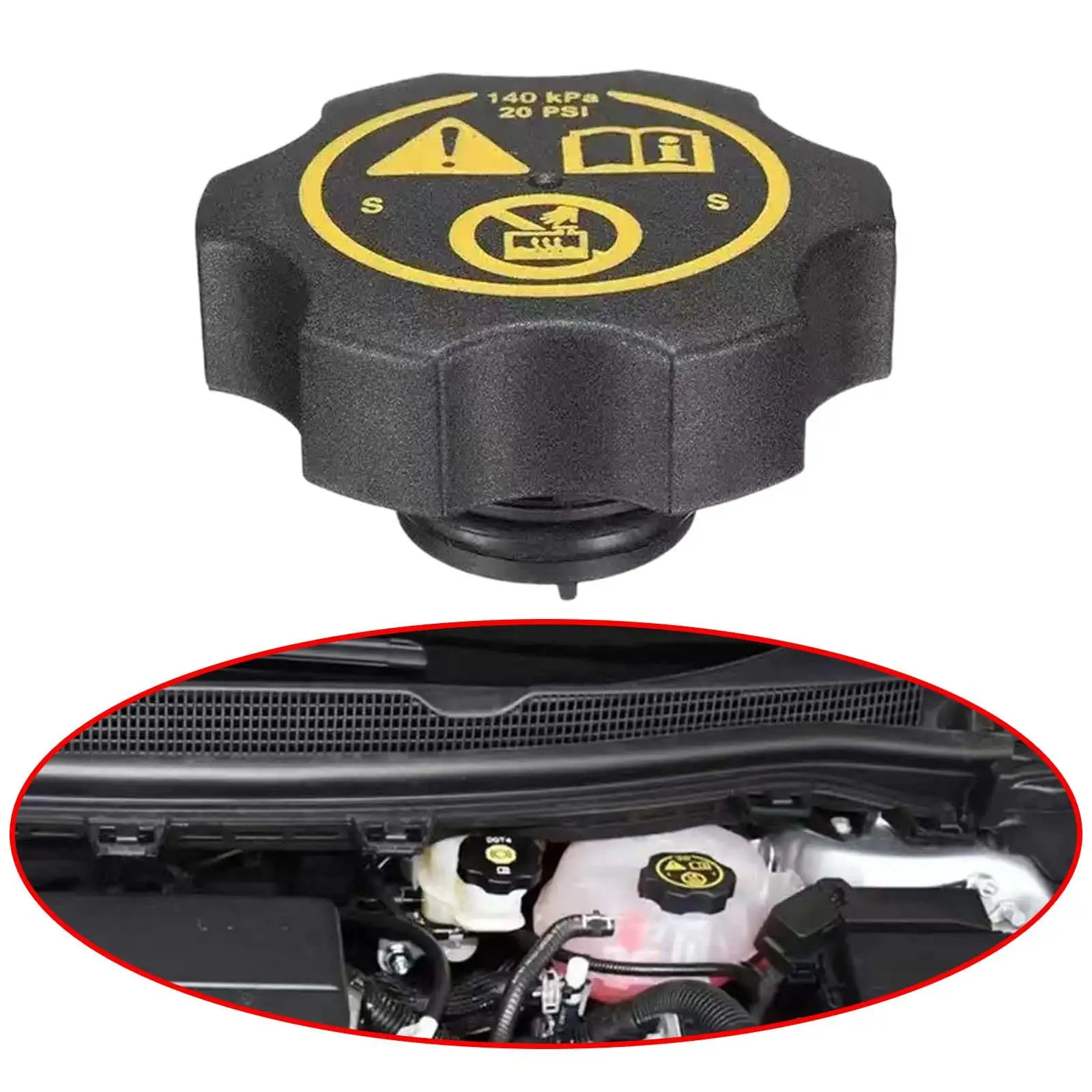 Heat Sink Surge Tank Cap Easy Install Replacement Coolant Reservoir Water Tank Lid for Opel Models