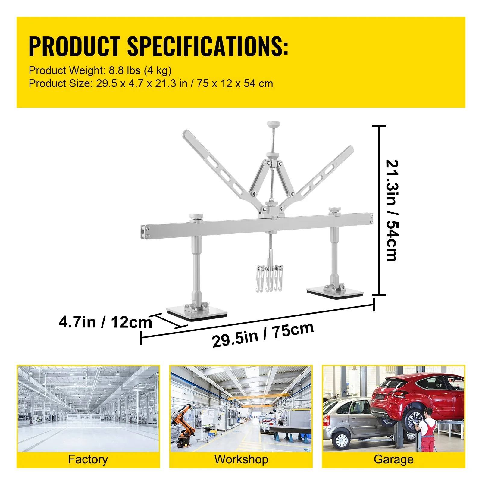 Dent Pull Lever Bar Kit Fit For Both Aluminum and Steel Dent Pulling (750MM)