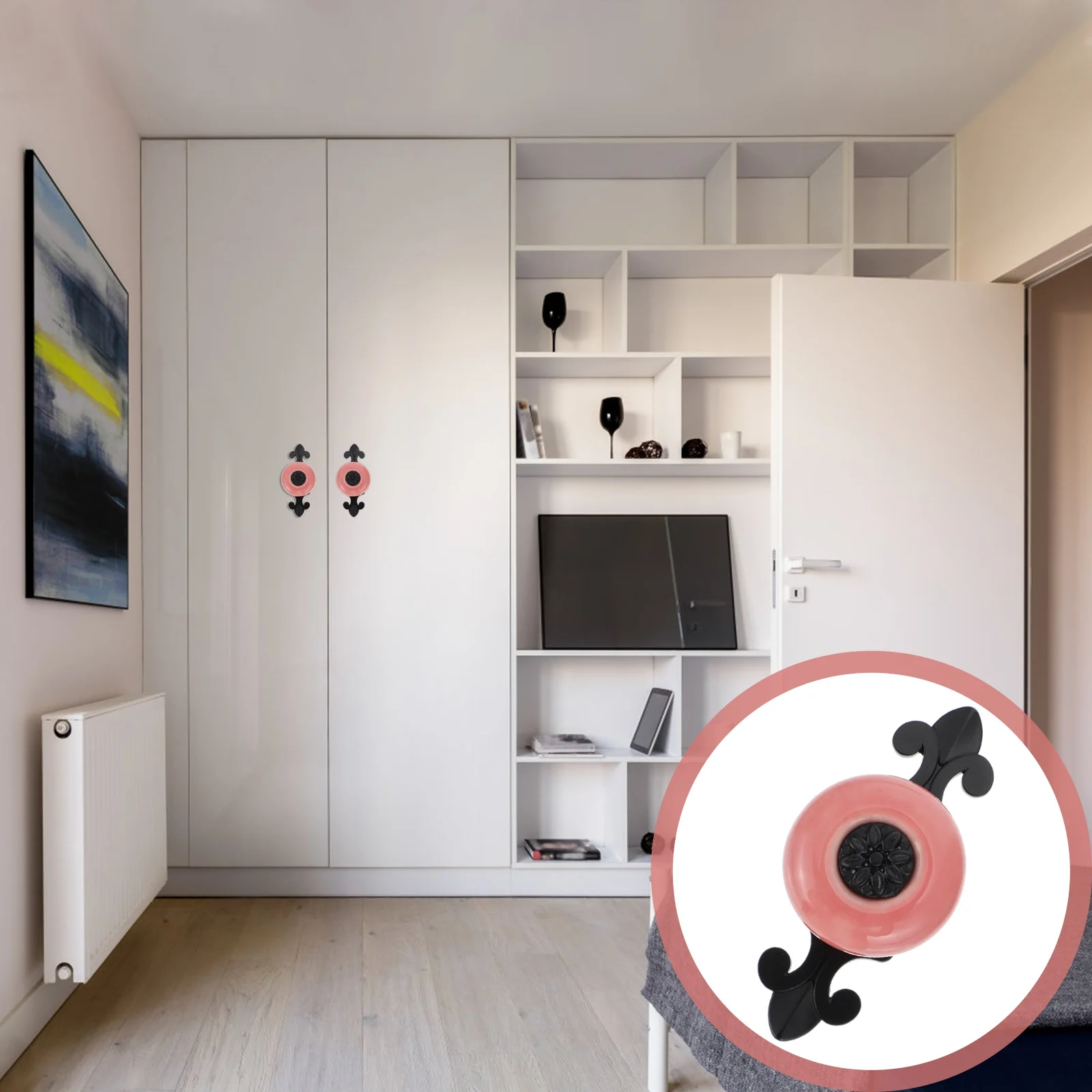 

4Pcs Zinc Alloy Cabinet Handles Ceramic Decorative Furniture Drawer Pulls Replacement Handle Accessories for Wardrobe Home